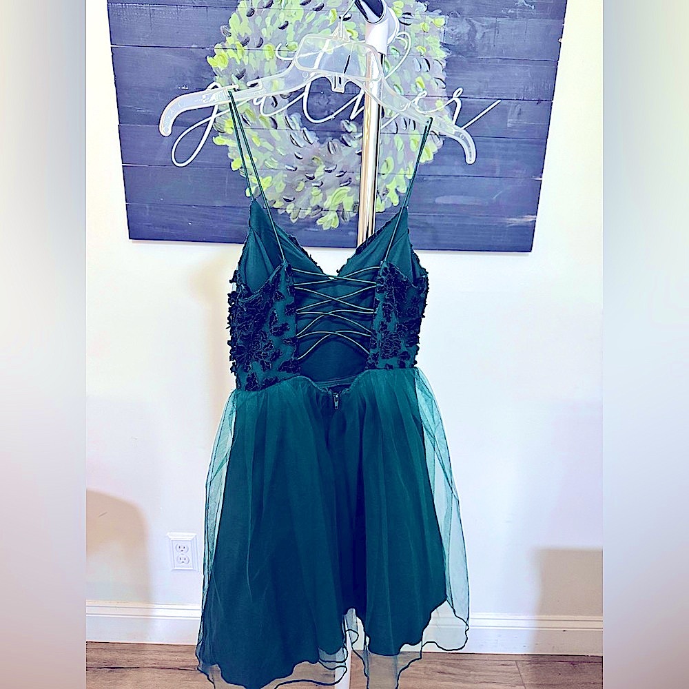 Homecoming Green‎ Spaghetti Strap Dress